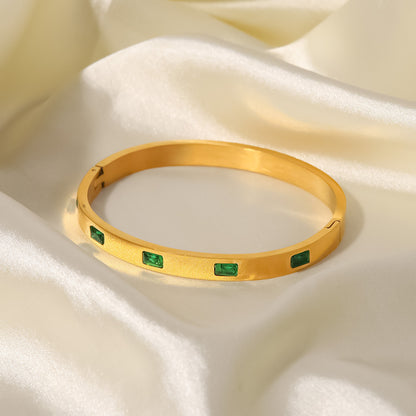 Green Crystal Bangle Bracelet