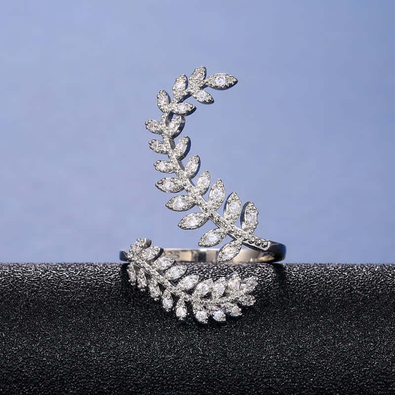 Creative Graceful Leaves Zircon Ring Regular Price