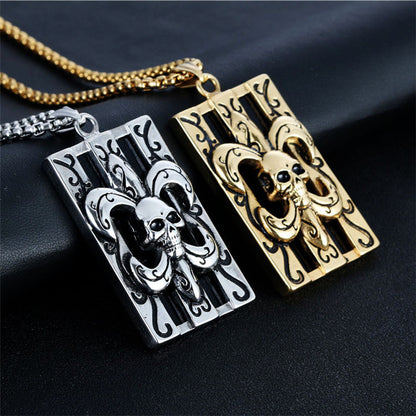 Scout Flower Skull Pendant Punk Necklace Retro Trendy Men's Pendant