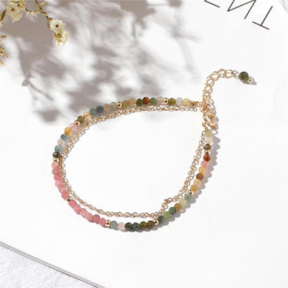 Tourmaline Gold Plated Copper Double Thin Bracelet