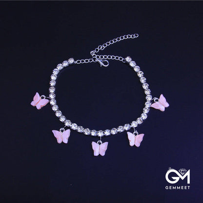 Beach Zircon Resin Butterfly Anklet