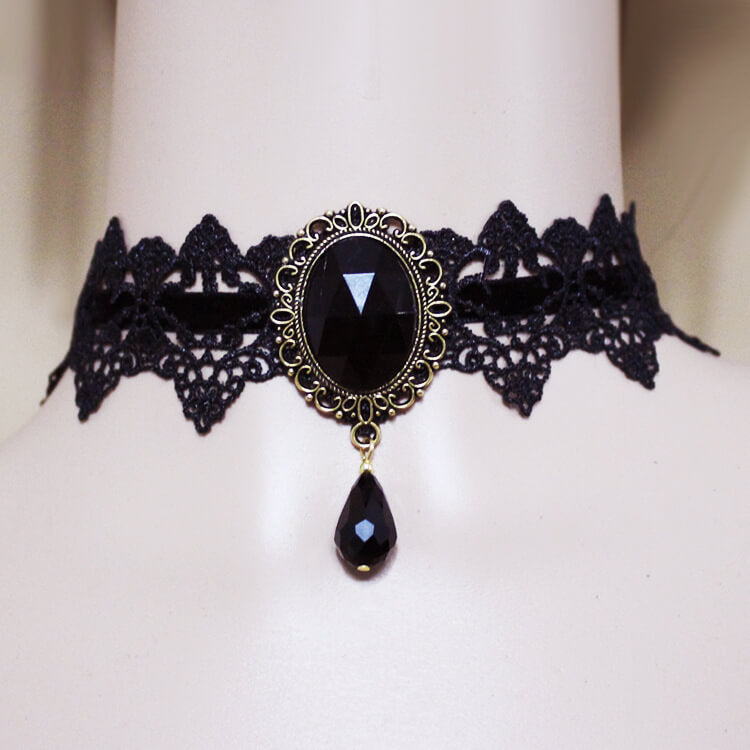 Halloween Black Lace Necklace Synthetic Cubic Zirconia Clavicle Chain Necklace Multicolor Optional