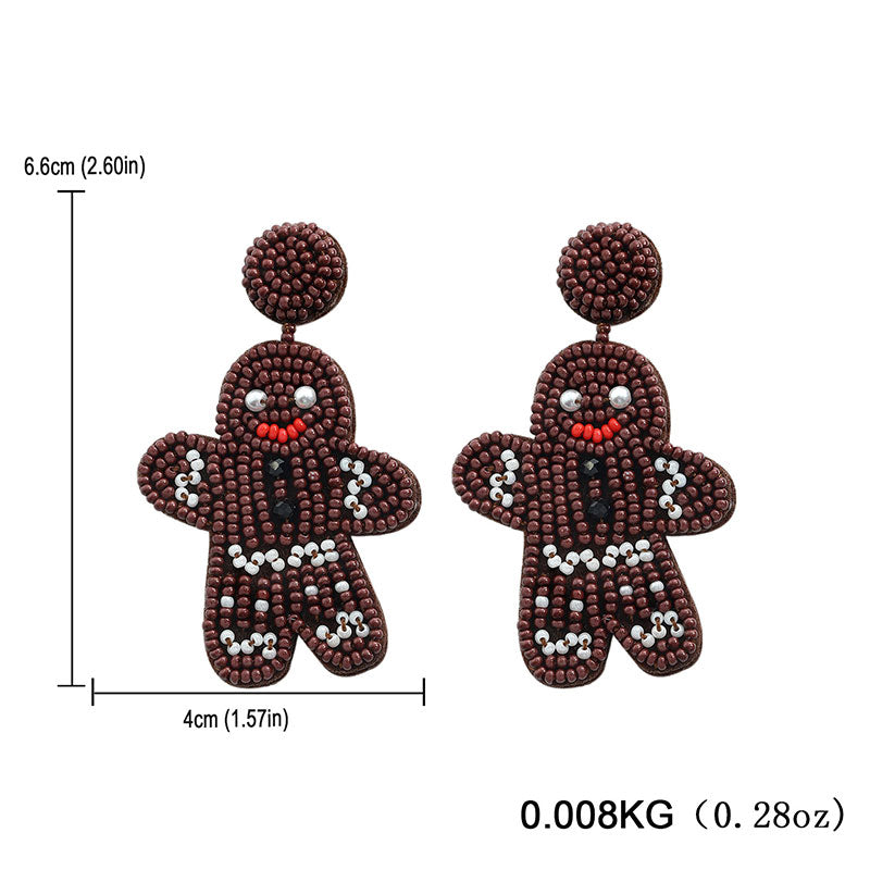 Christmas Handwoven Rice Beads Cute Earrings