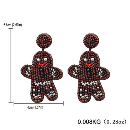 Christmas Handwoven Rice Beads Cute Earrings