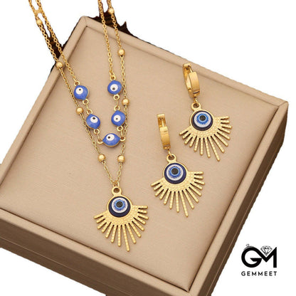 Evil Eye Pendant Bracelet Necklace & Earrings