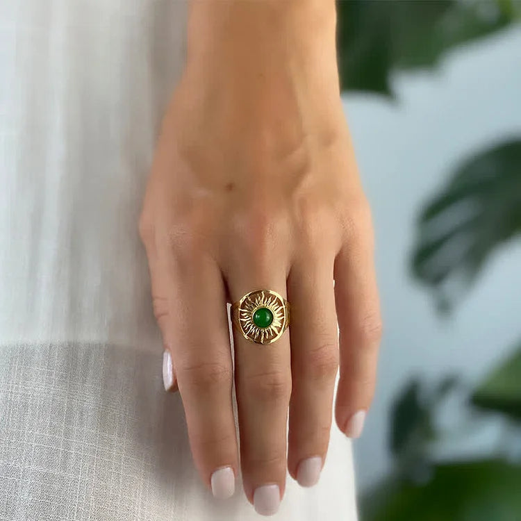 “Sun Arise” - Celestial Green Jade Ring