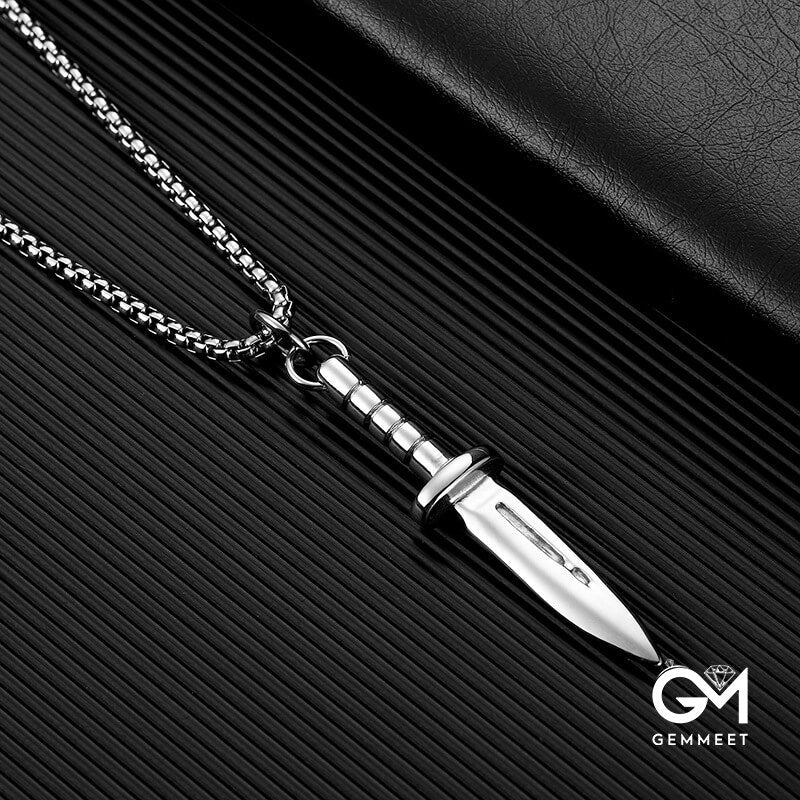 Stainless Steel Dagger Pendant Necklace