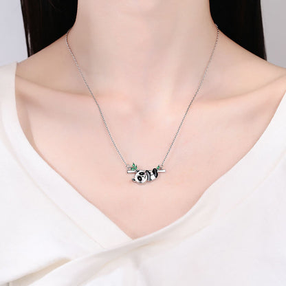 "Lucky And Love" Cute Panda & Leaf Necklace