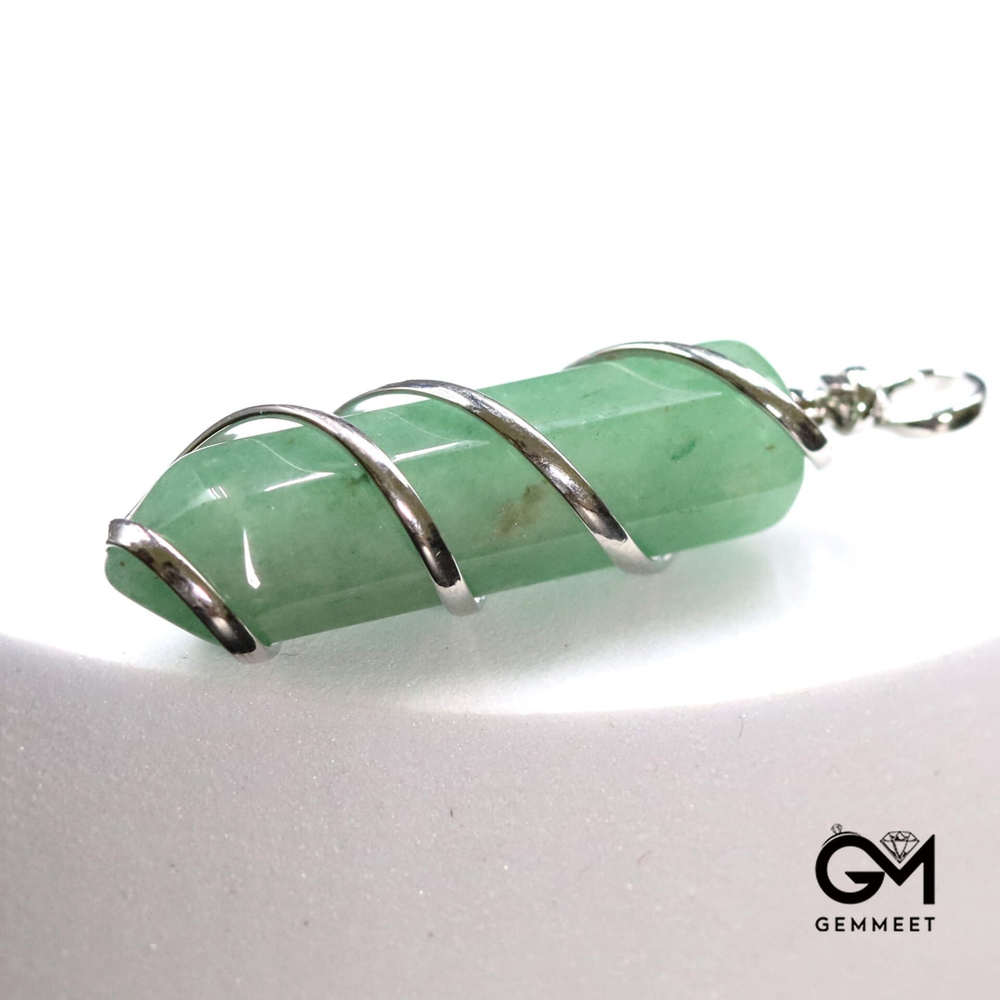 Green Aventurine Hexagon Spiral Agate Wound Pendant