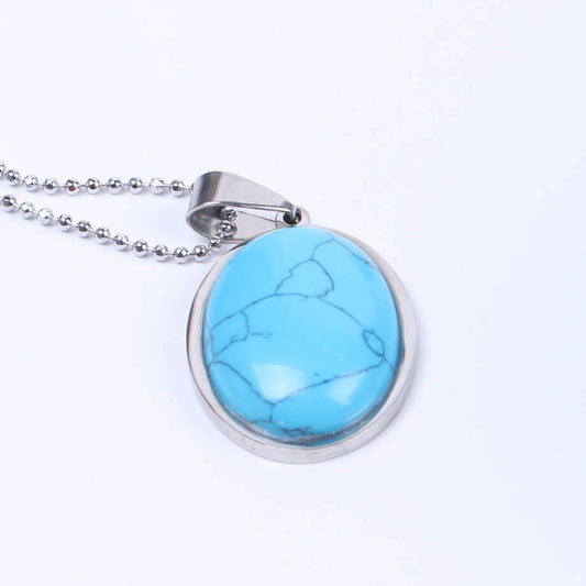 Oval Convex Simple Pendant Necklace