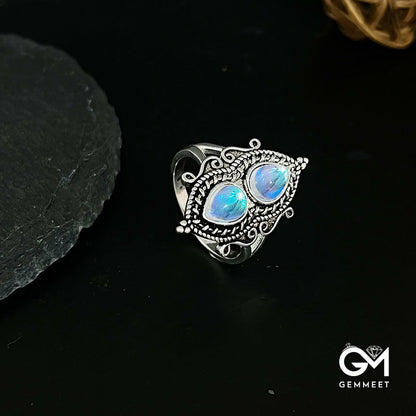 Vintage Water Drop Pear shaped Moonstone Ring