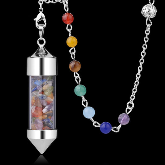 Wishing Bottle Seven-color Stone Cone Pendant