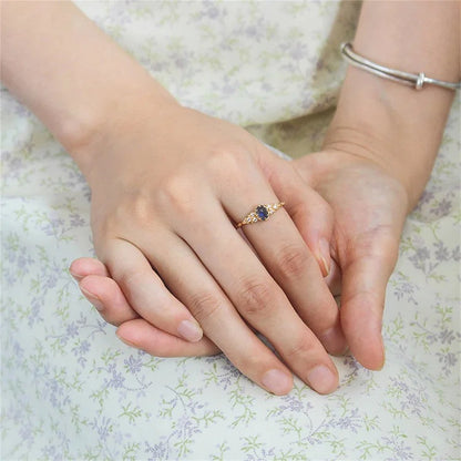 Dainty Blue Labradorite Oval Cut Ring