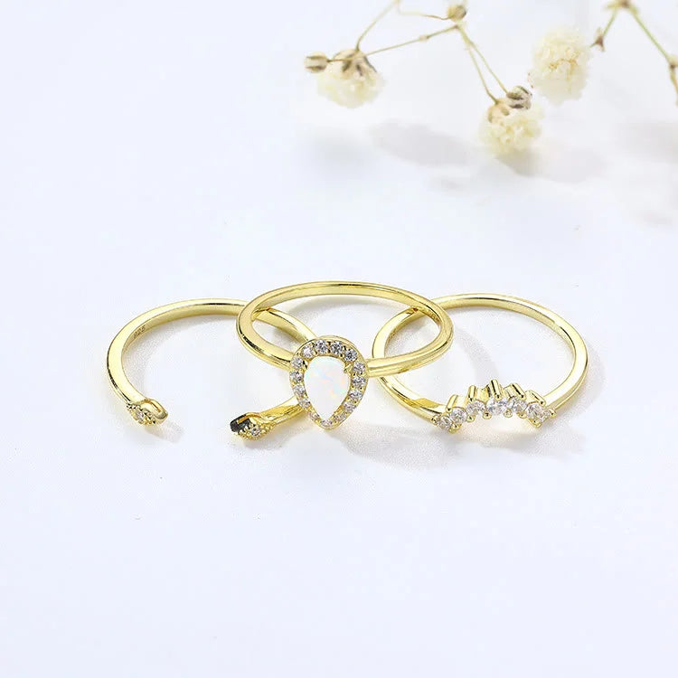 Opal Stacking Golden Ring Set