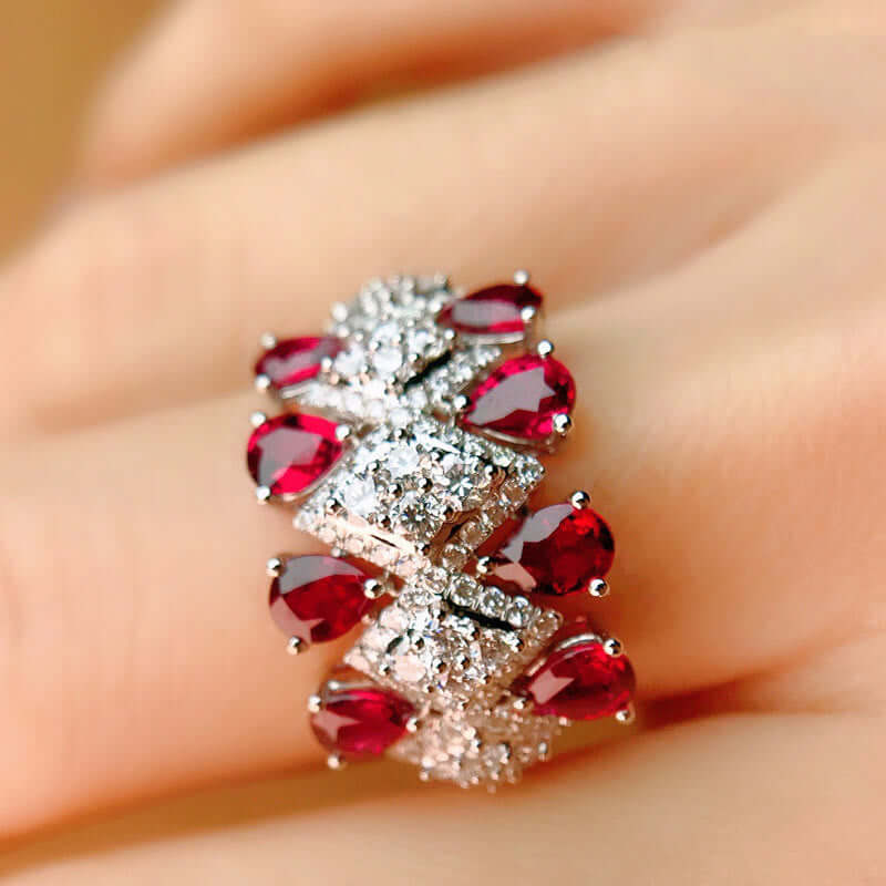 Luxury Ruby With Diamond Ring