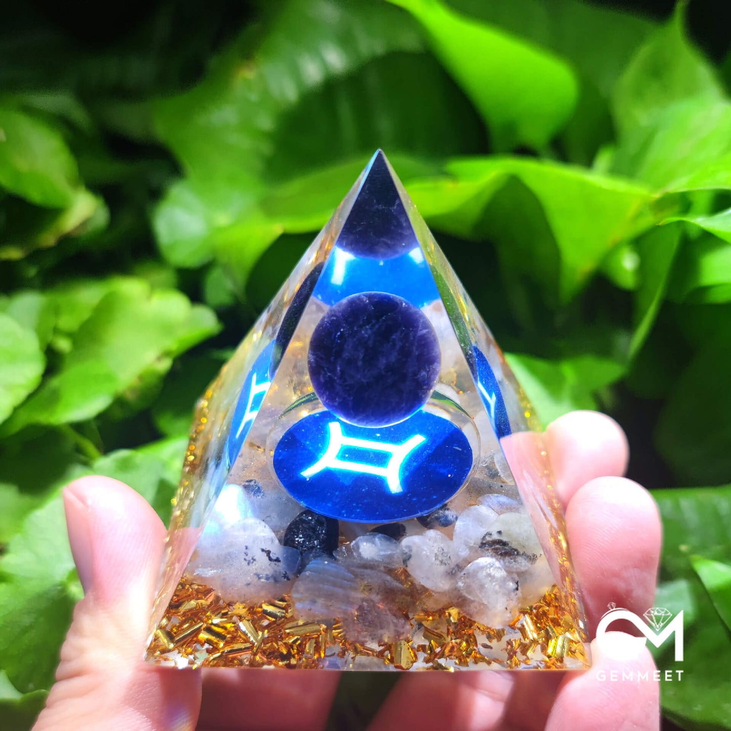 Blue Chalcedony Clear Quartz Orgone Pyramid