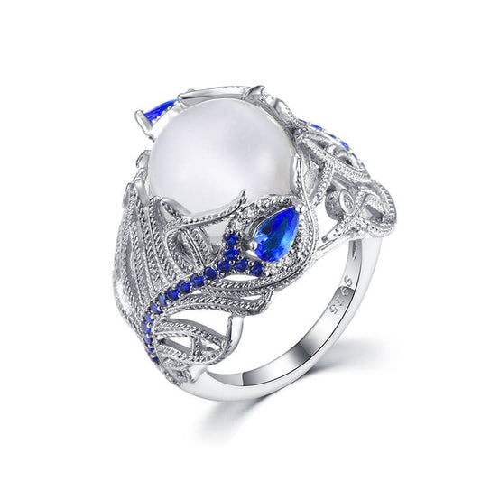 Luxurious Hollow Full Stone Moonstone Ring