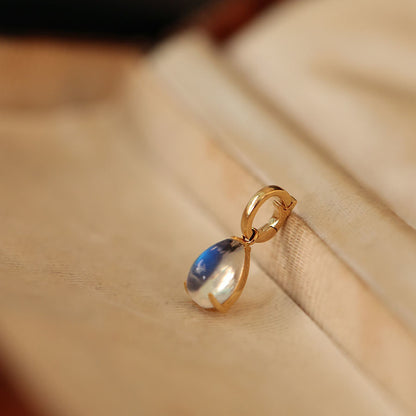 Universal Clasp Moonstone Drop-Shaped Pendant