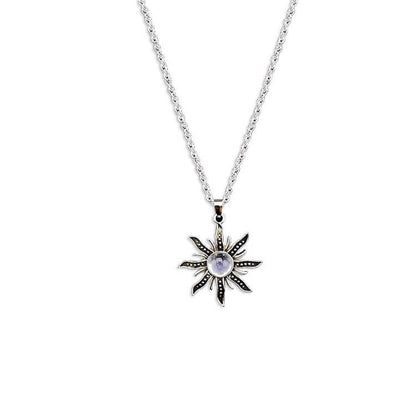 Natural Moonstone Sunflower Pendant Necklace