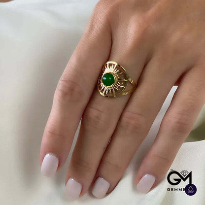 “Sun Arise” - Celestial Green Jade Ring