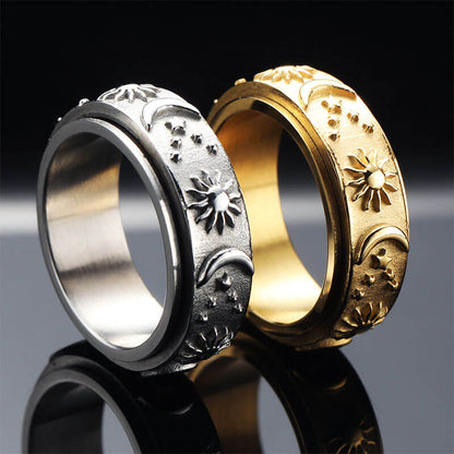 Cool Sun Moon & Star Band Ring