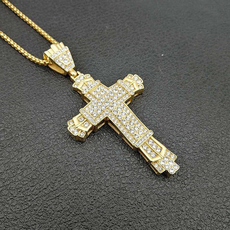 Hip Hop Jewelry Stainless Steel Gold Plated Inlaid Zircon Pendant