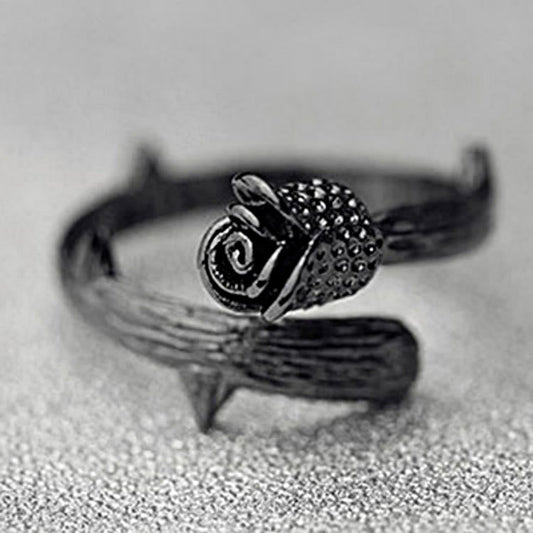 Adjustable Black Rose Ring