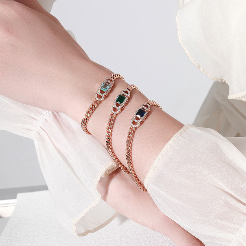 Vintage Square Inlaid Artificial Stone Bracelet