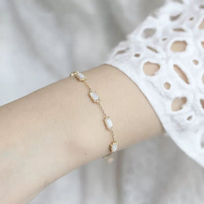 White Butterfly Shell Square Pearl Simple Vintage Bracelet