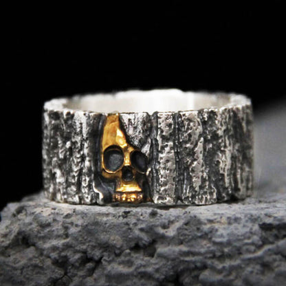 Halloween Gold Skull Thick Bang Ring