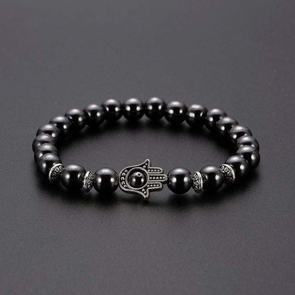 Obsidian With Hamsa Protection Bracelet