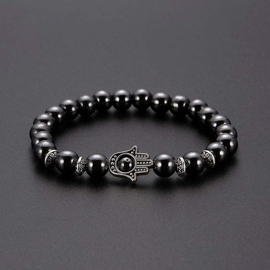 Obsidian With Hamsa Protection Bracelet