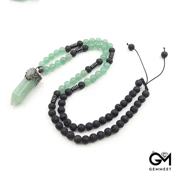 Crystal Hexagon Prism Pendant Mala Necklace