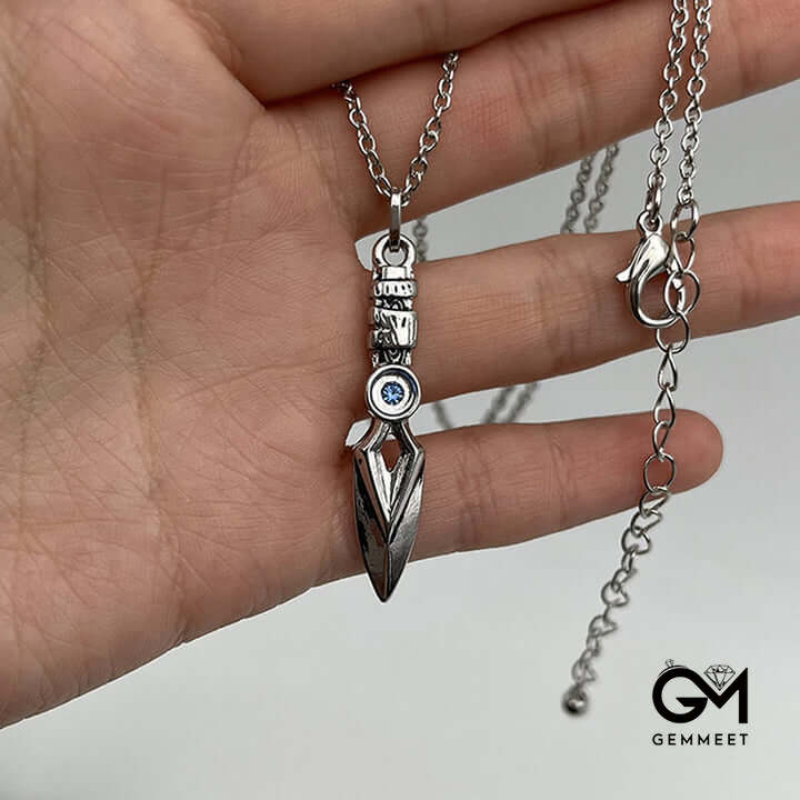 Game Cosplay Knife with Zircon Necklace