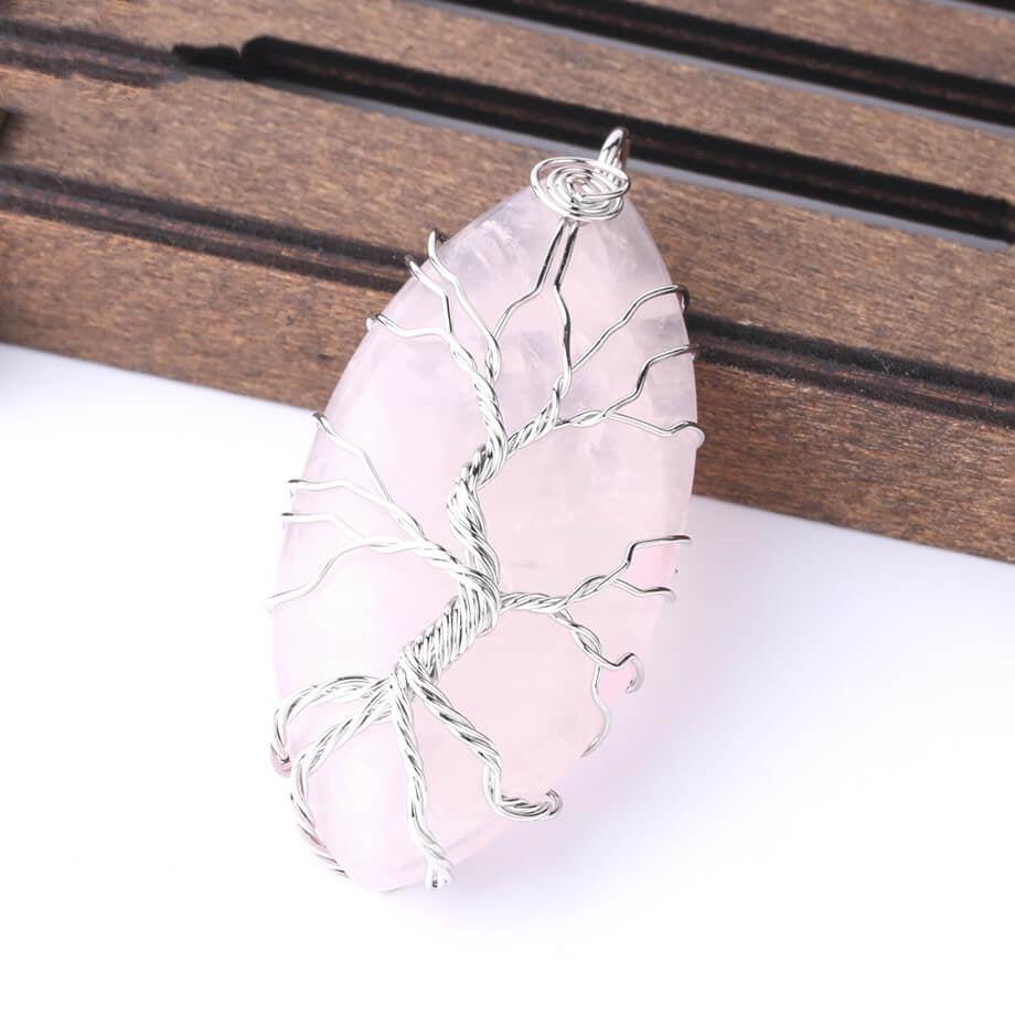 Crystal Stone Tree of Life Pendant