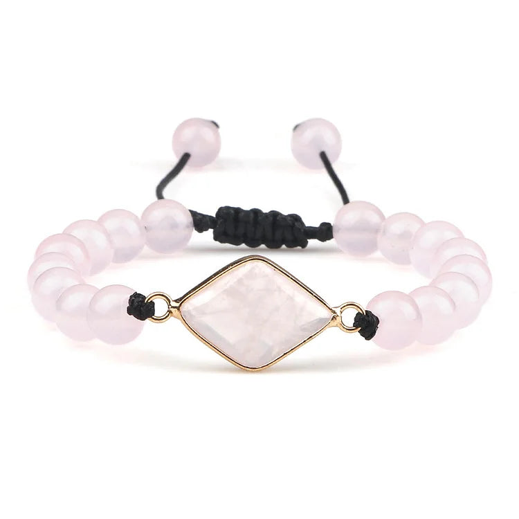 Rose Quartz Stone Beaded Opalite Bracelet