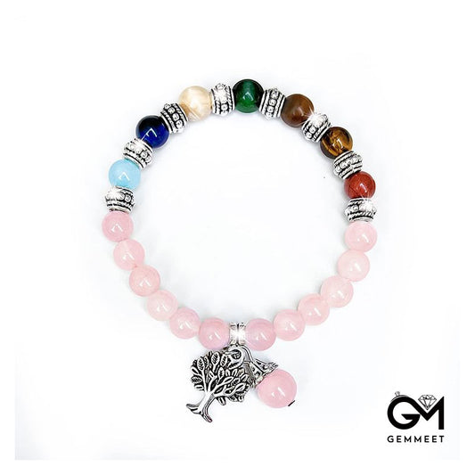 Colorful Rodostone Frosted Bead Bracelet