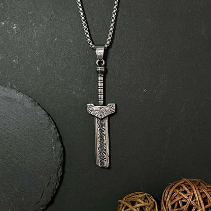 Broken Knife Sword Shape Stainless Steel Pendant Necklace