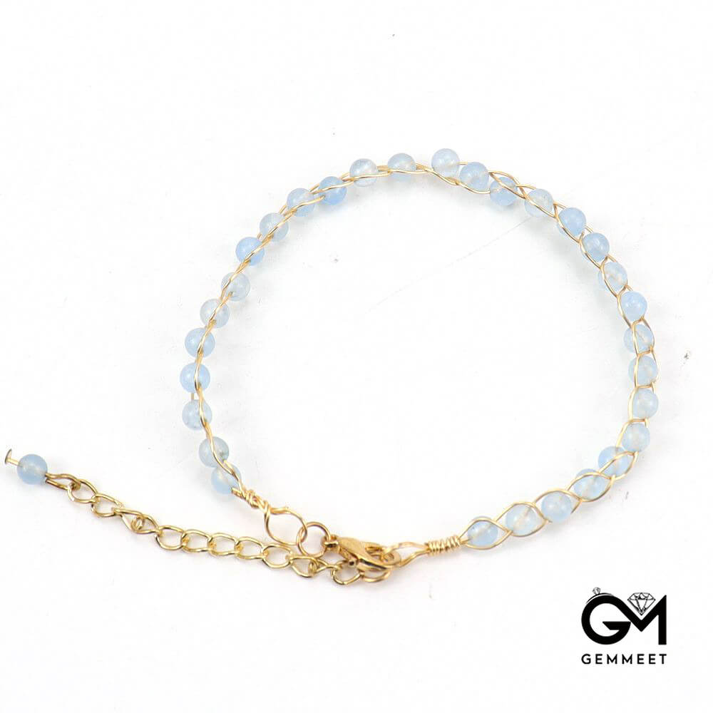 Gold Wrapped Agate Bead Adjustable Bracelet