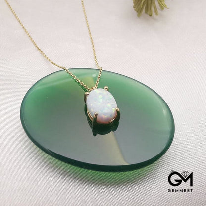 Blue White Opal 18k Gold Plated Copper Necklace