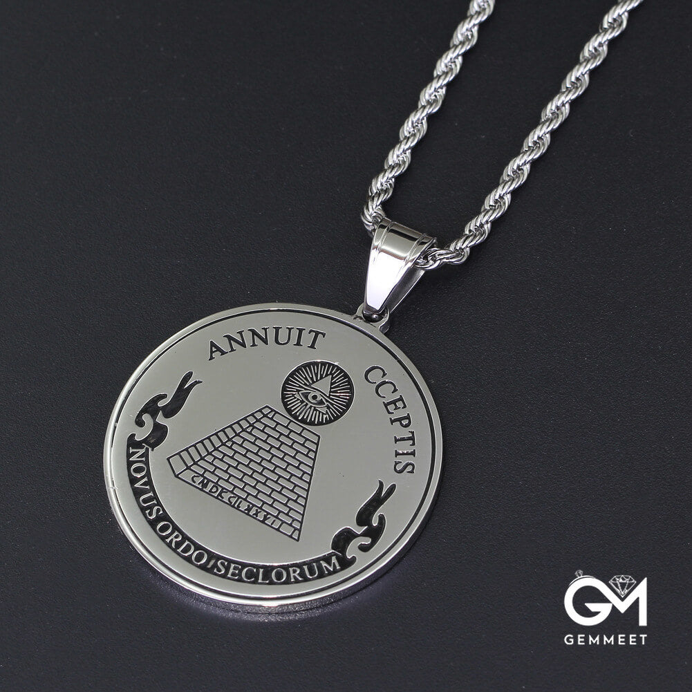 Alloy Round Pyramid Pendant Necklace