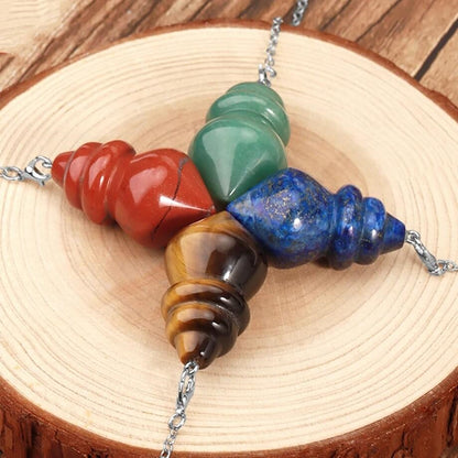 Crystal Stone Double Tower Round Pendant