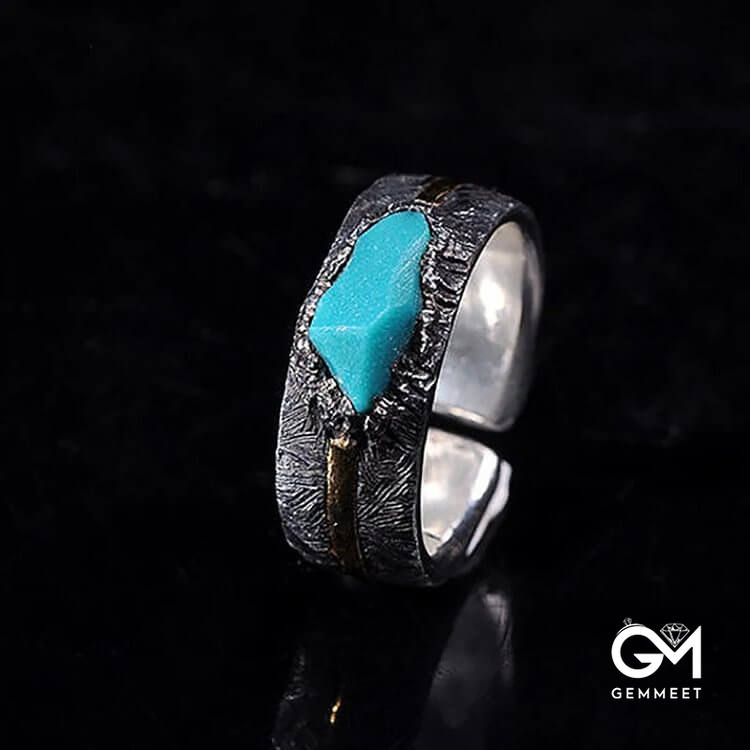 Men's Vintage Inlaid Turquoise Adjustable Ring