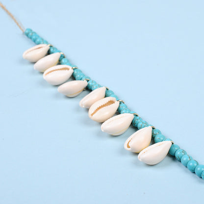 Bohemia Turquoise Crystal Shell Necklace