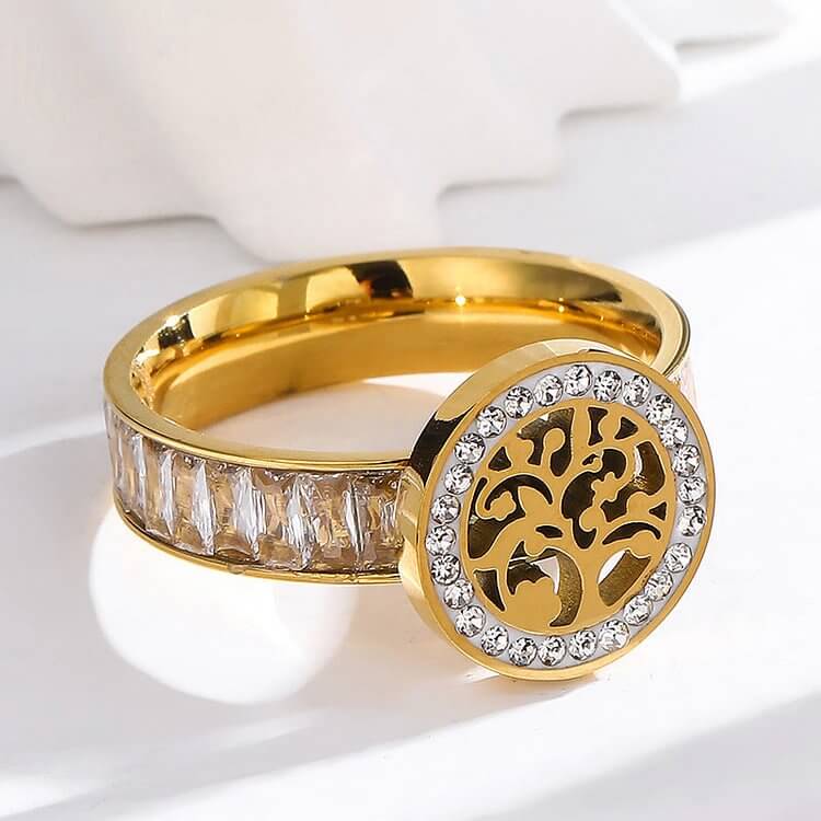 "Growth" - Elegant Zircon Tree of Life Ring