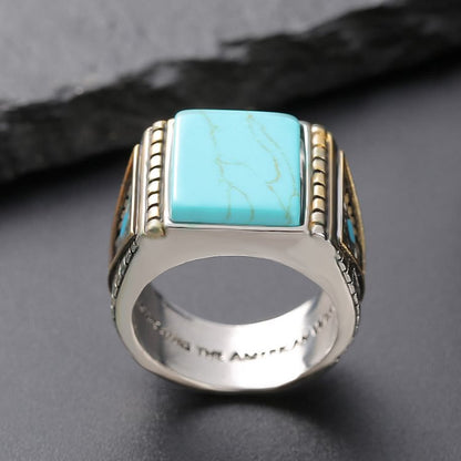 Eagle Side Engraved Turquoise Ring