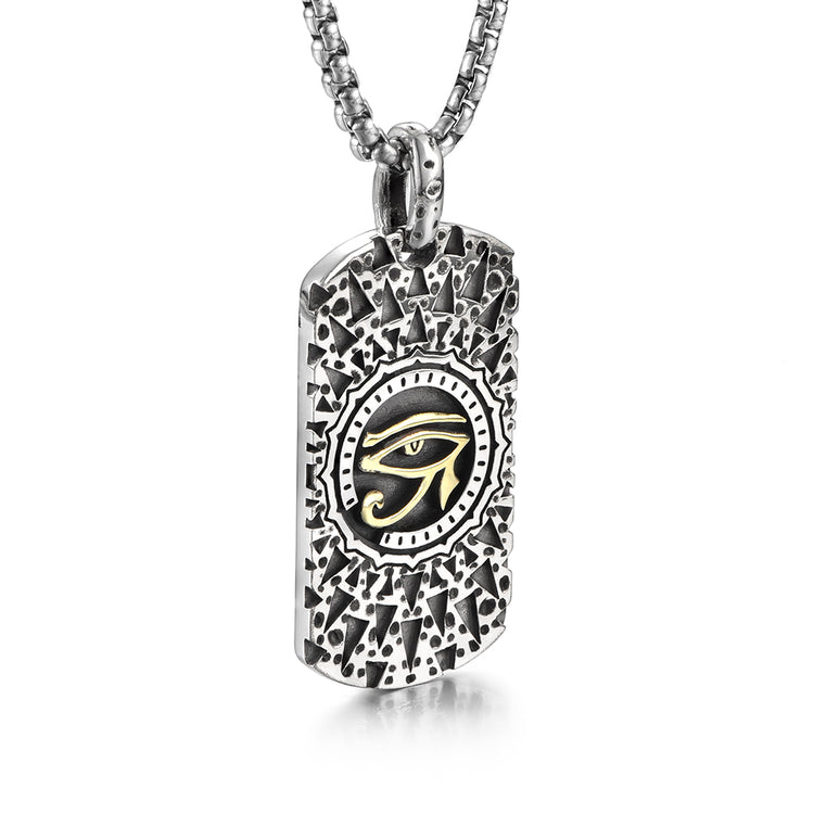 Sterling Silver High Street Vintage Shield Triangular Pattern Eye Of God Pendants Necklace