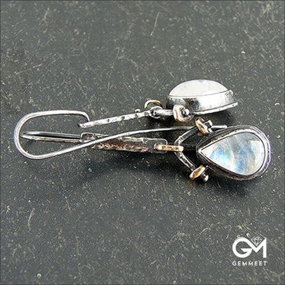 Asymmetrical Drop Moonstone Earrings