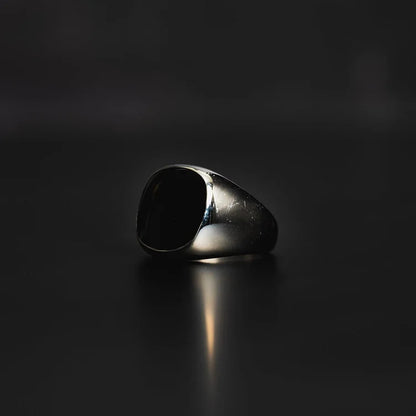 Vintage Styled Black Obsidian Signet Ring