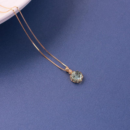 Simple Sky Blue Crystal Pendant Necklace